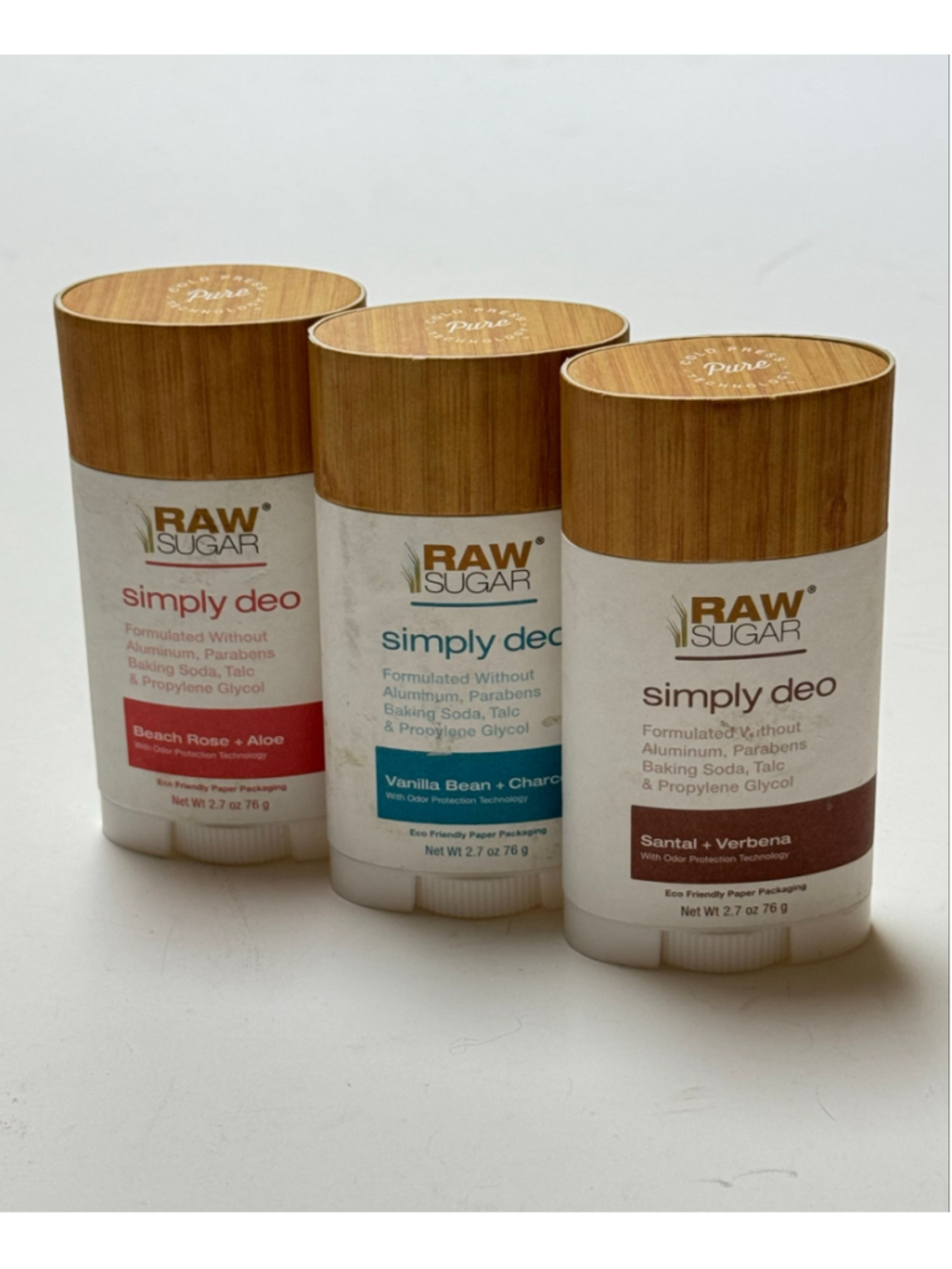 Raw Sugar Simply Deo Deodorant Set of 3 Different Scents New